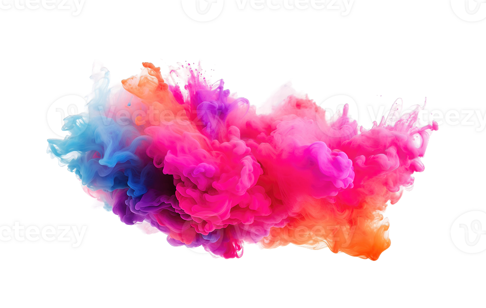 Explosion of colorful rainbow paint smoke in shades of pink and red isolated on transparent background png