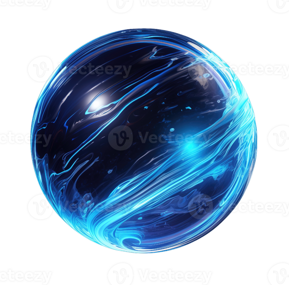 Blue neon planet isolated on transparent background png