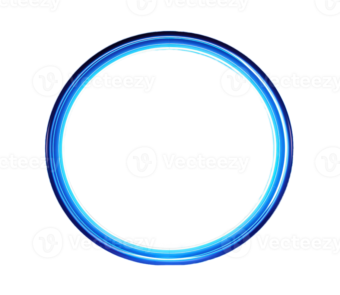 azul neón brillante circulo aislado en transparente antecedentes png