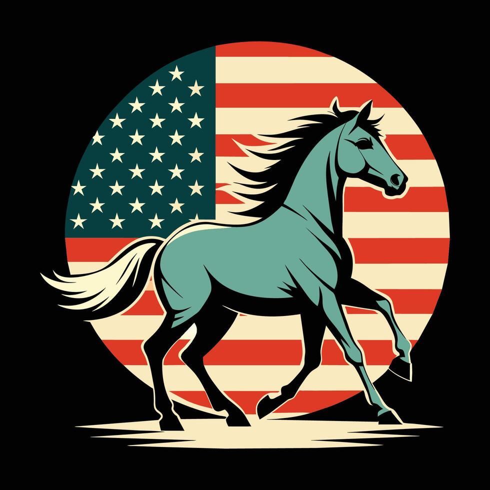 morgan horse American flag patriotic illustration vector