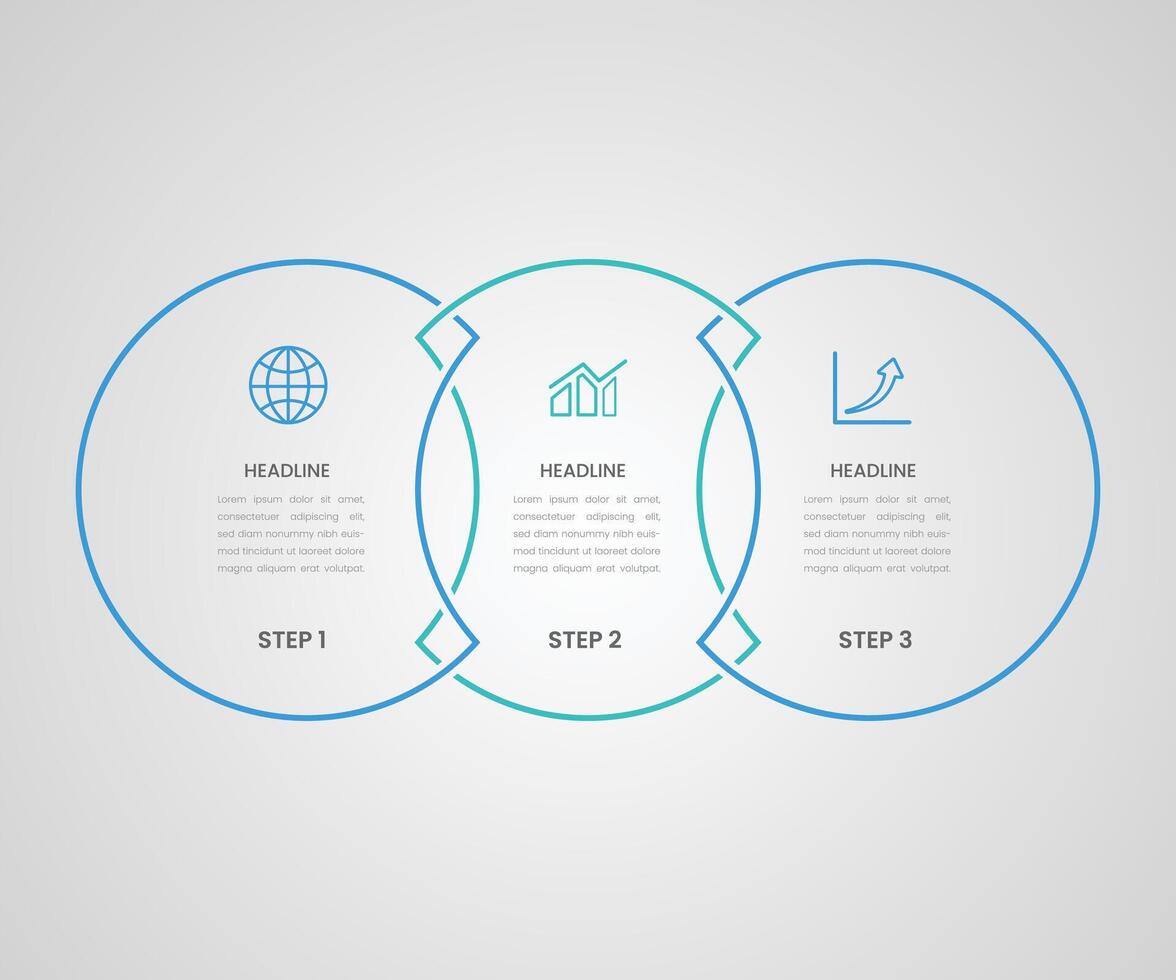 Informative circular process infographic chart for digital technology demonstration. Privacy online infochart with thin line icons. Instructional with 3 steps sequence free elements vector