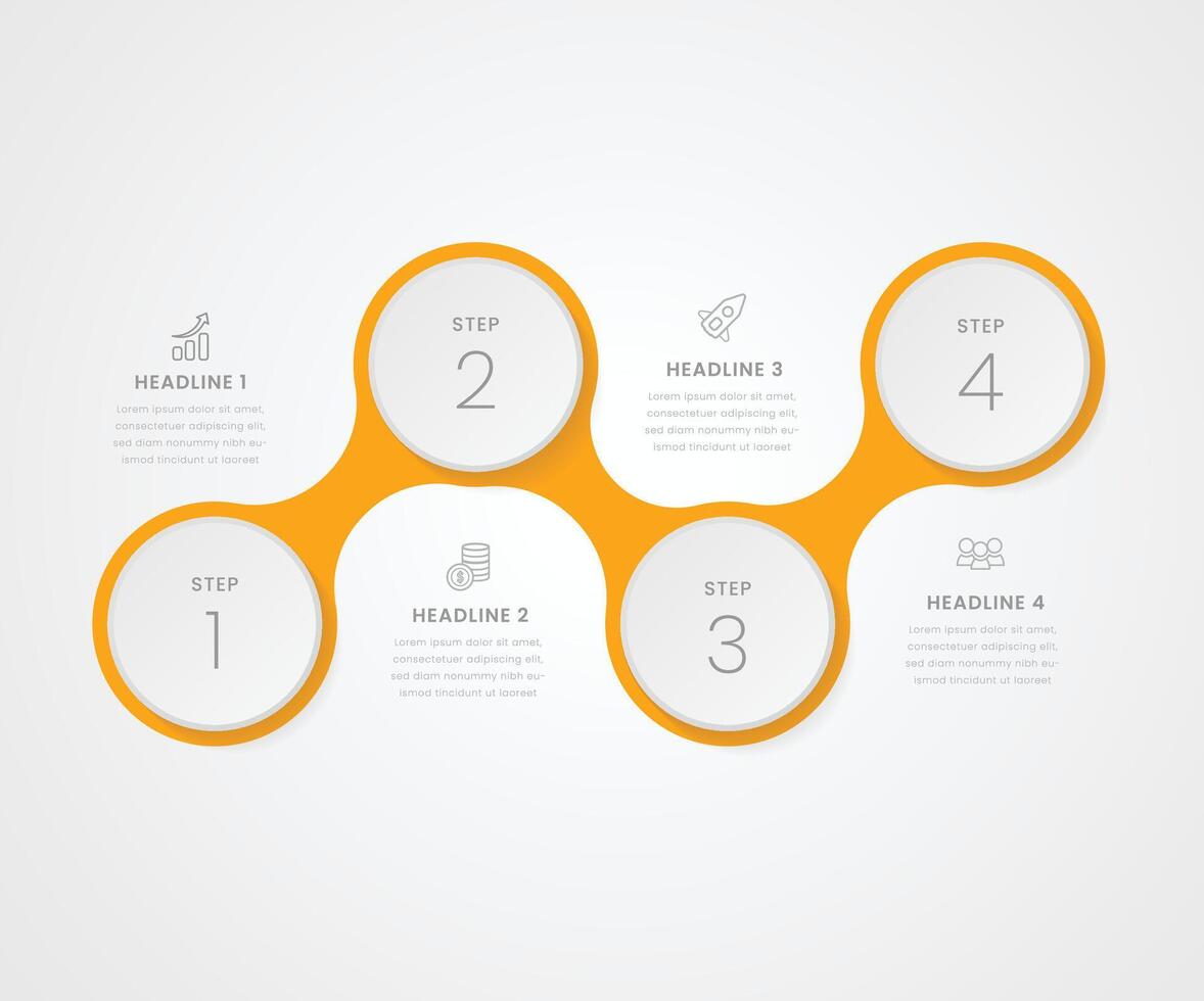 Infographic design template. Timeline concept with 4 steps. Can be used for workflow layout, diagram, banner, webdesign. free illustration vector