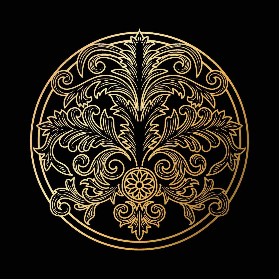 Circular Golden Royal Border Frame with Art Deco Ornaments vector