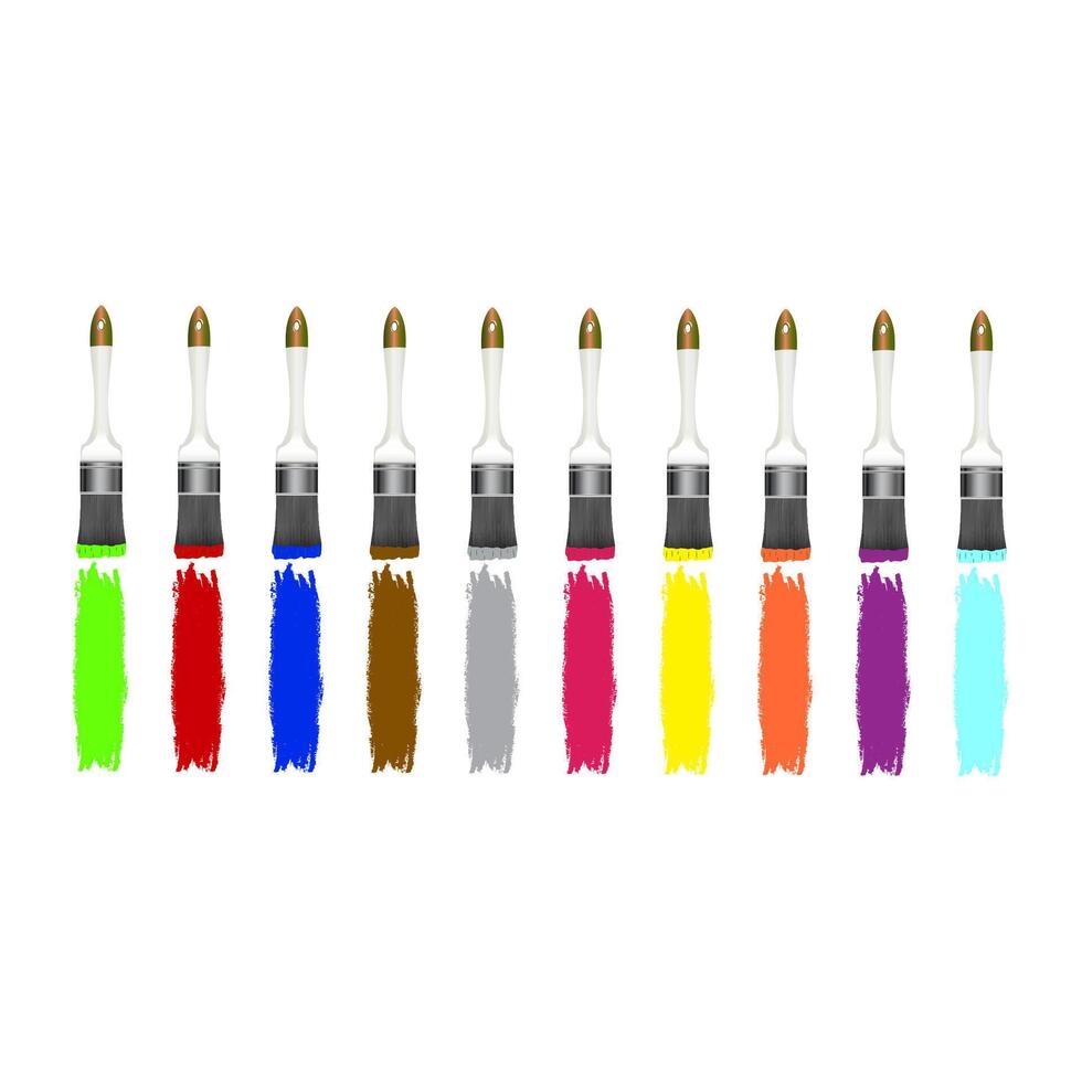 Isolated flat brushes of paint. vector