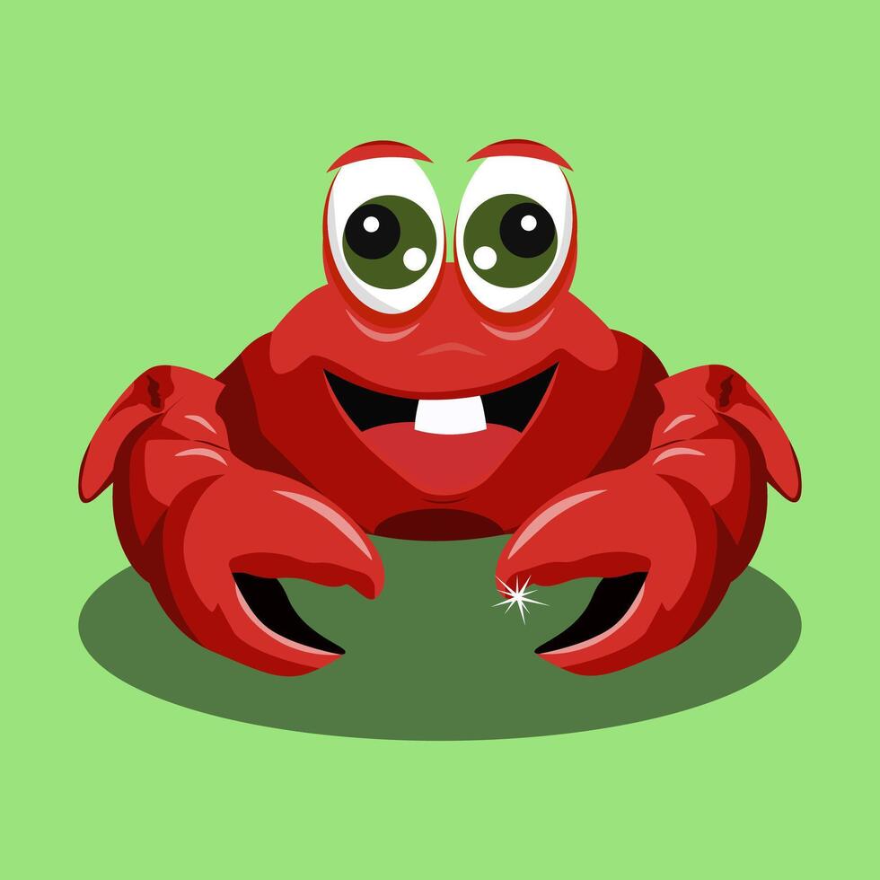 red crab cartoon. smile crab. vector