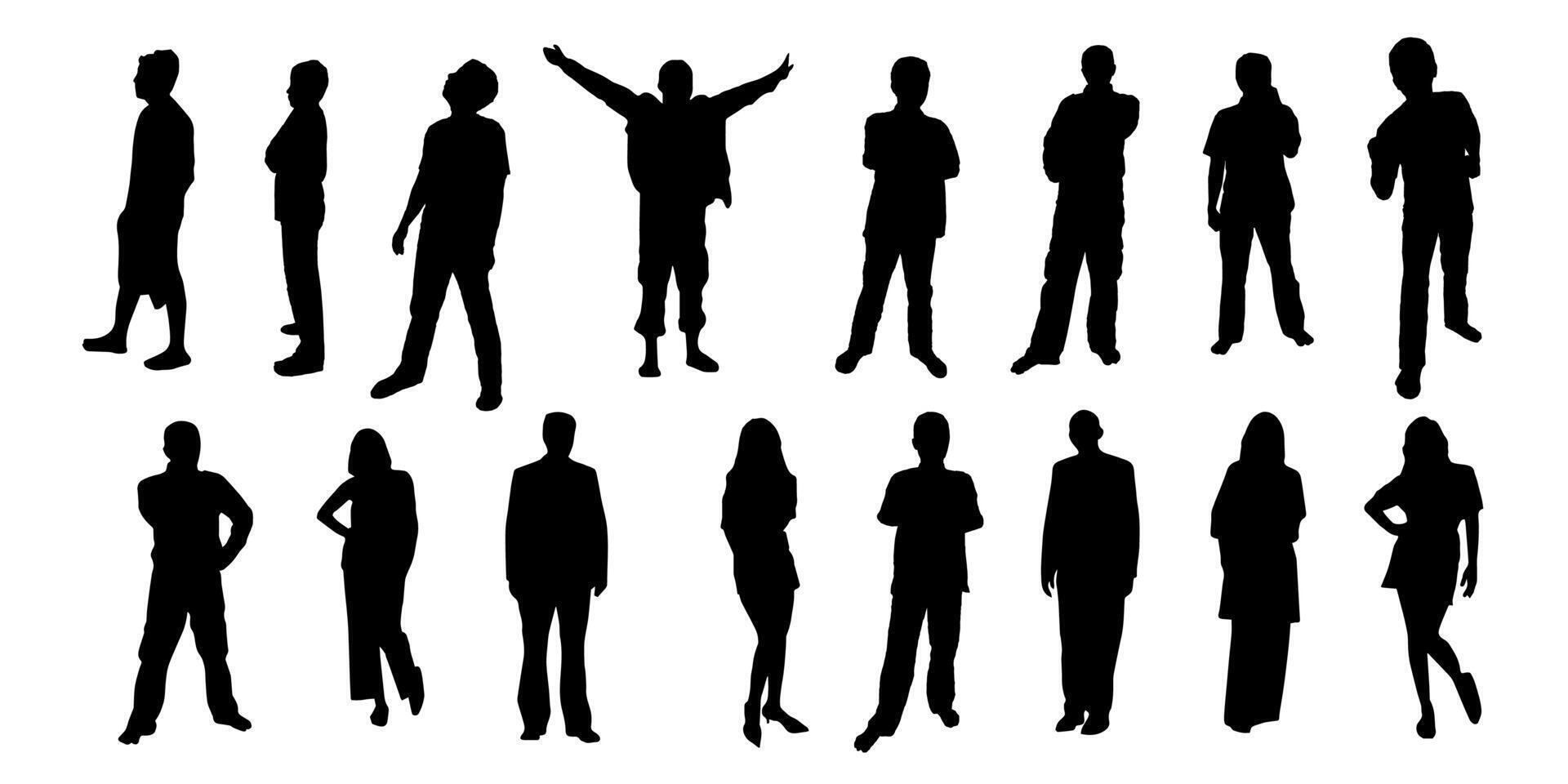 silhouettes of people. sketch flat black. vector