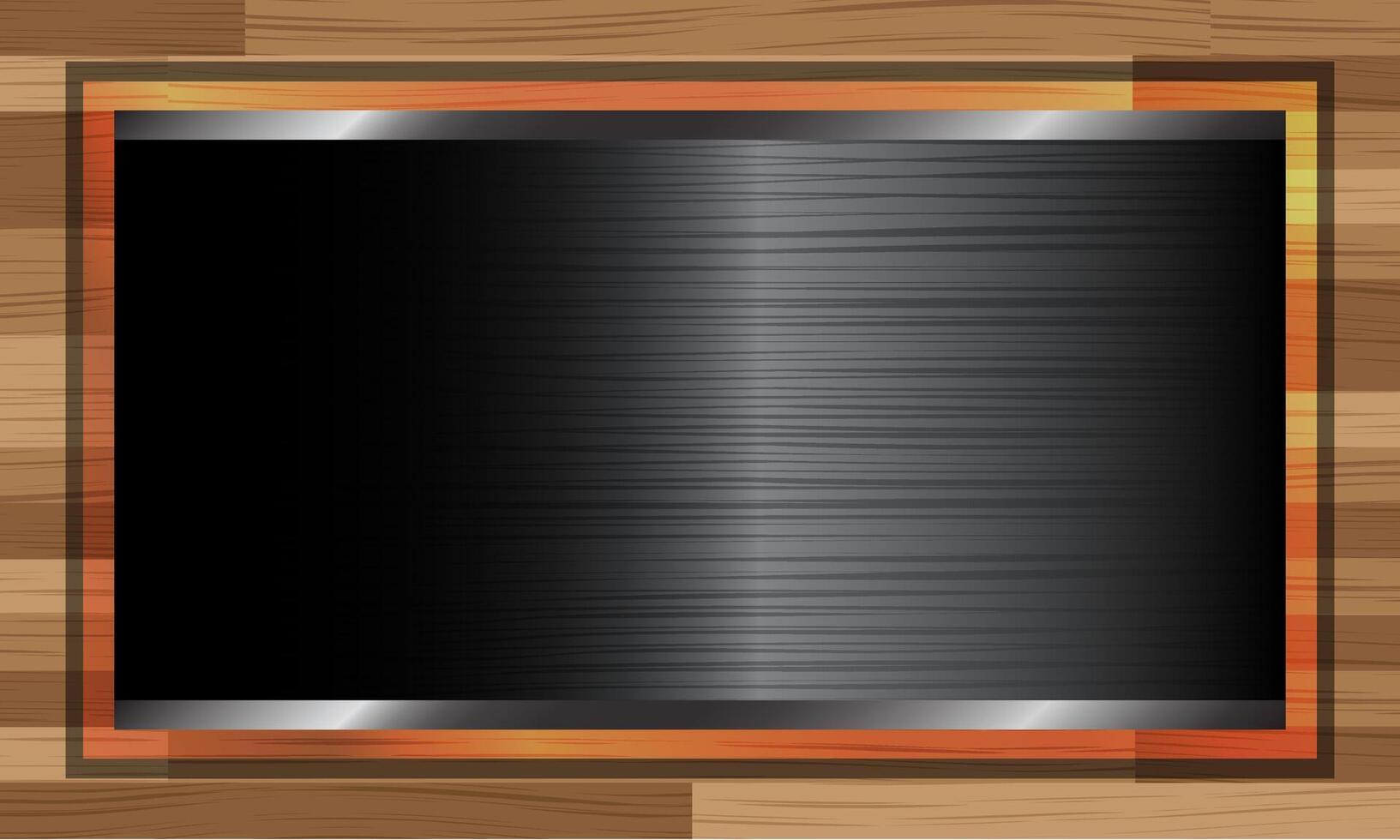 black steel blank board on wooden background. luxury. vector