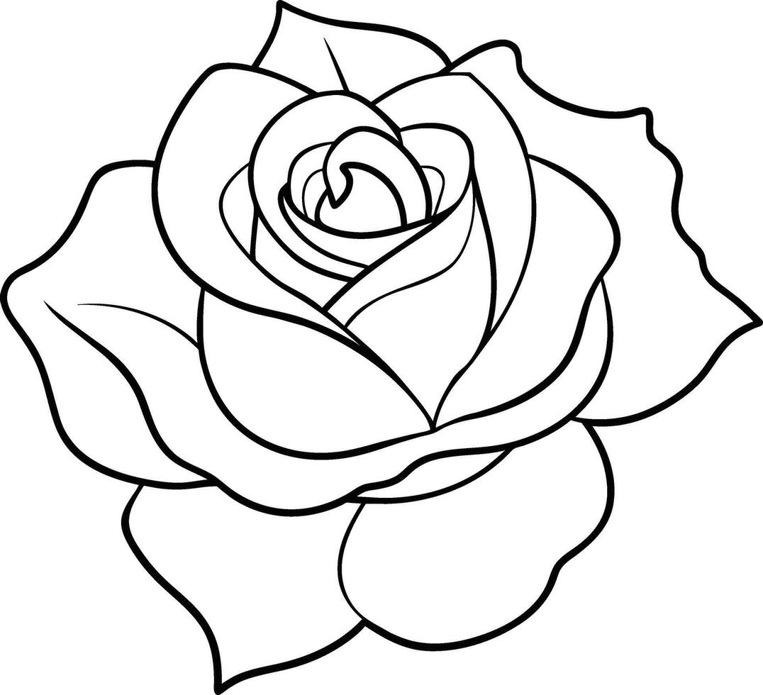 un Rosa flor contorno Arte vector