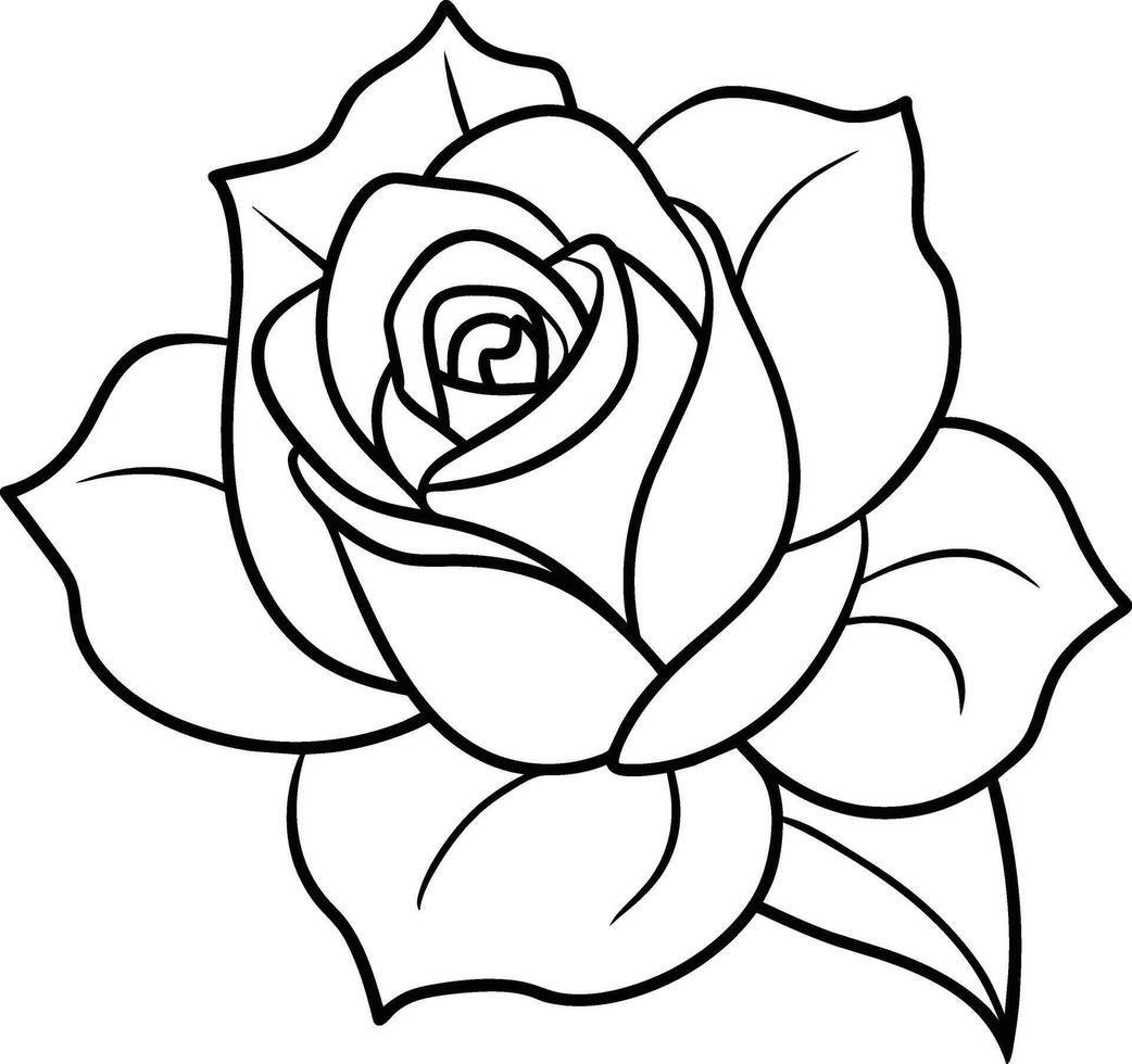 A Rose flower outline art vector