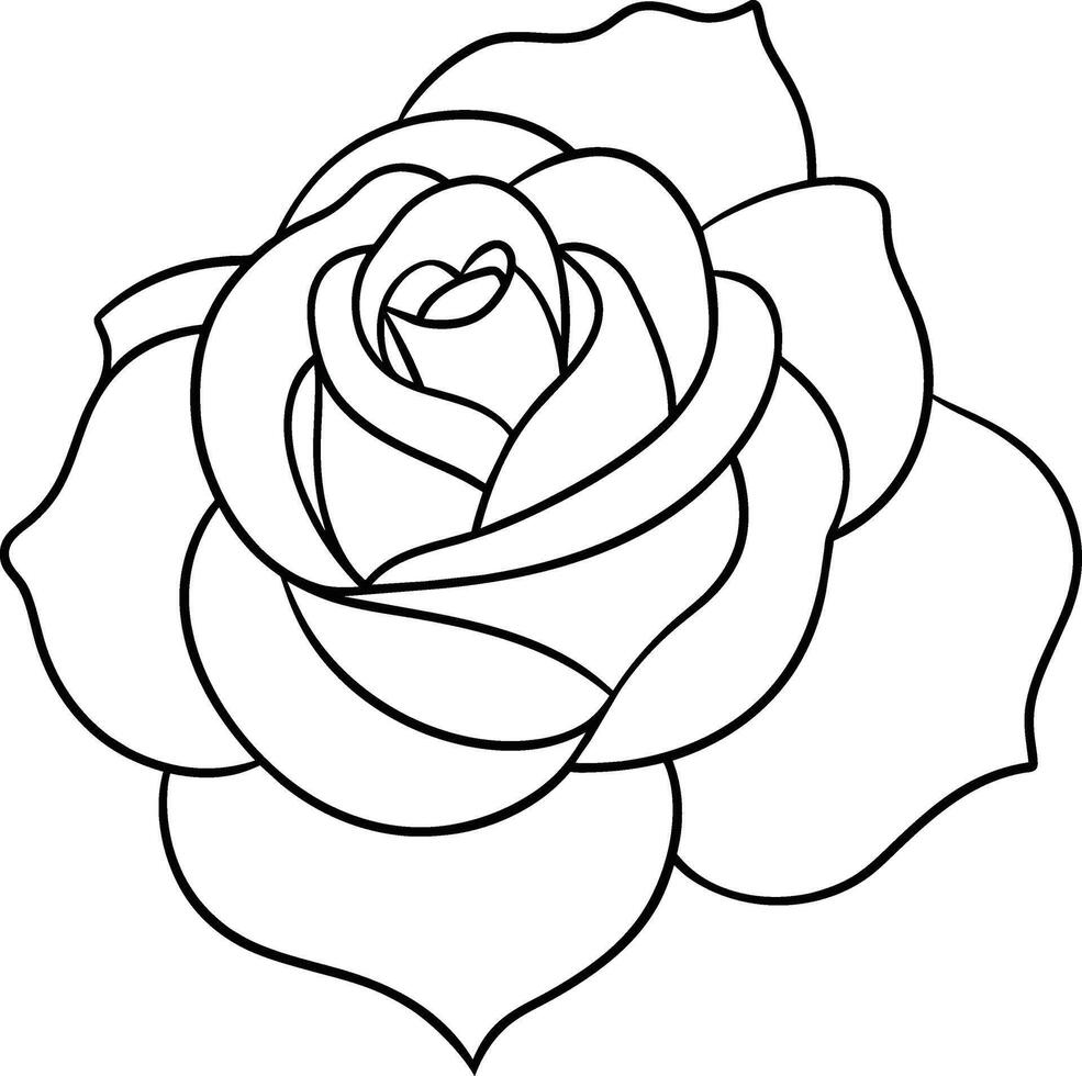 A Rose flower outline art vector