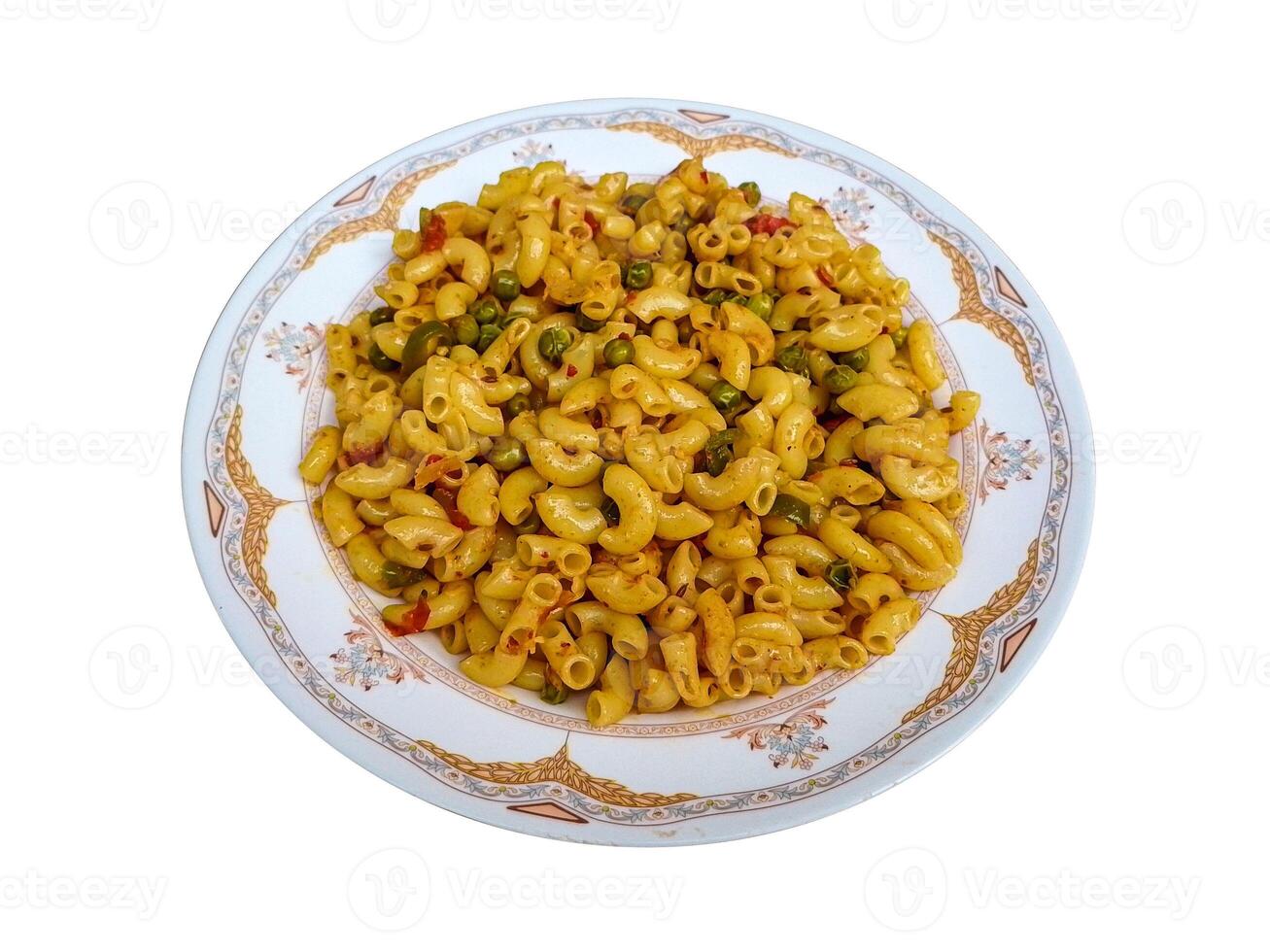 Delicious Macaroni Pasta cooked and served in plate as a food photo