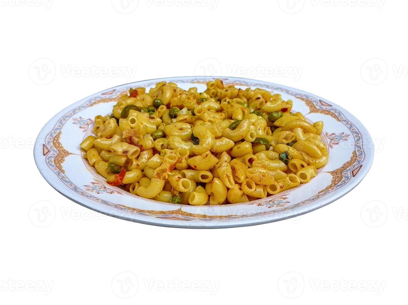 Delicious Macaroni Pasta cooked and served in plate as a food photo