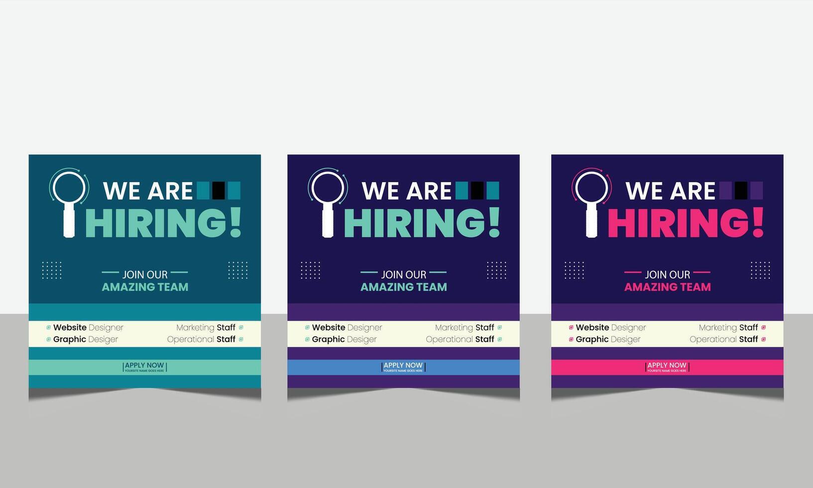 Hiring recruitment open vacancy design info label template. We are hiring join to team vector
