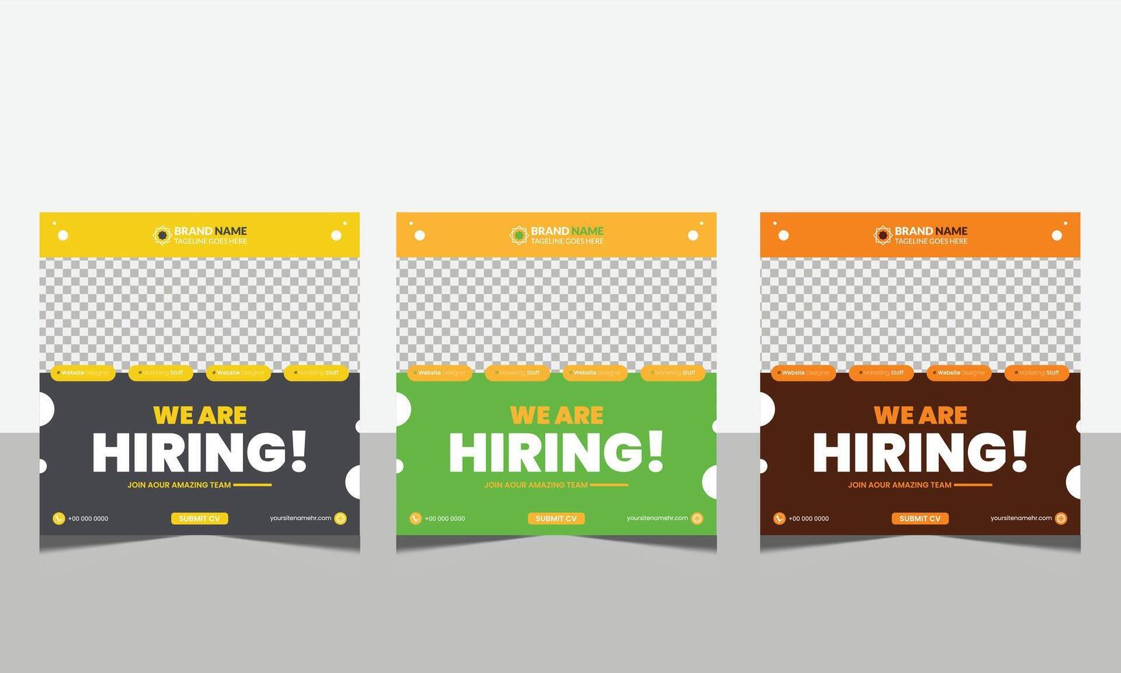 we are hiring social media post template design, vector