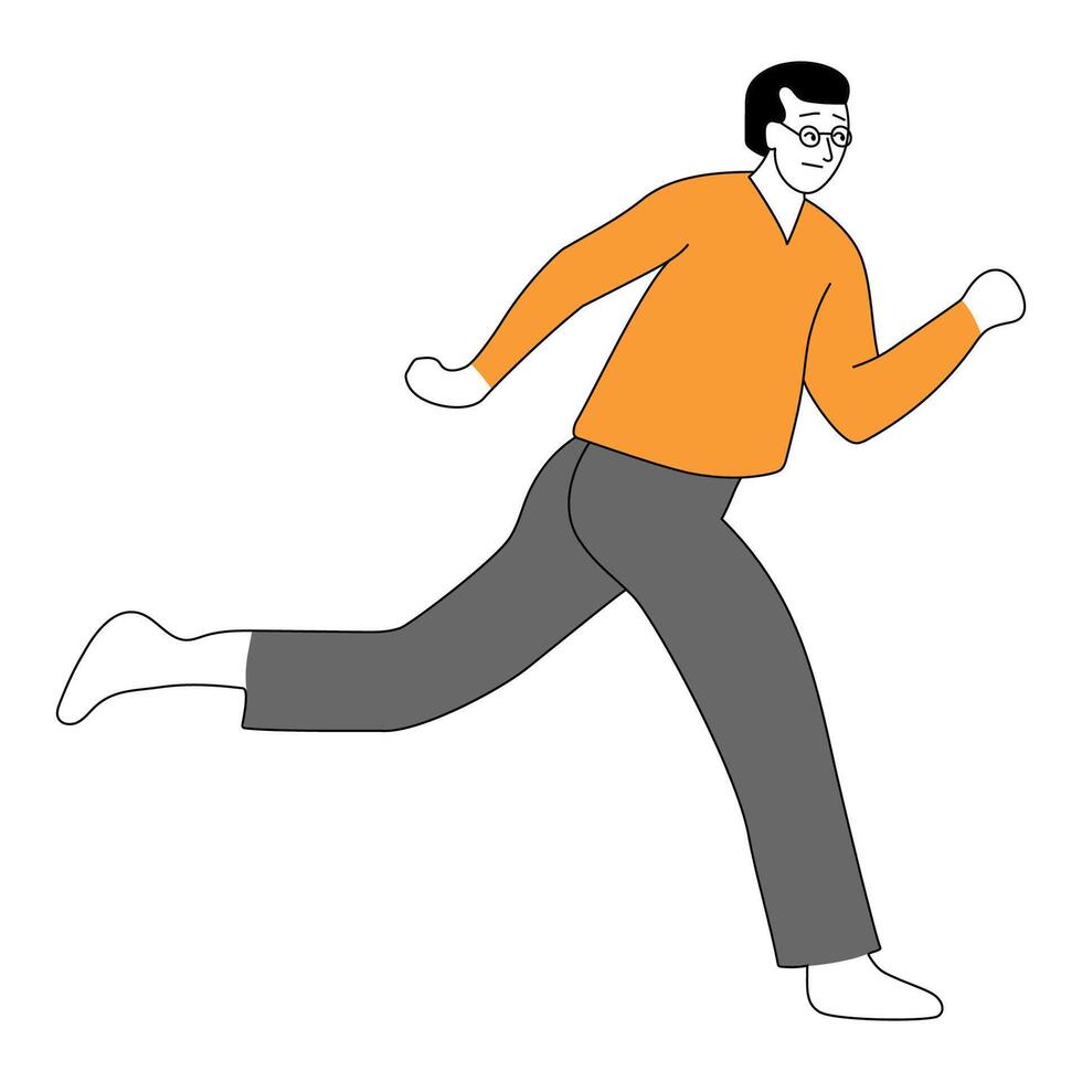 Running Man icon. Illustration style is flat iconic black symbol on a transparent background. vector
