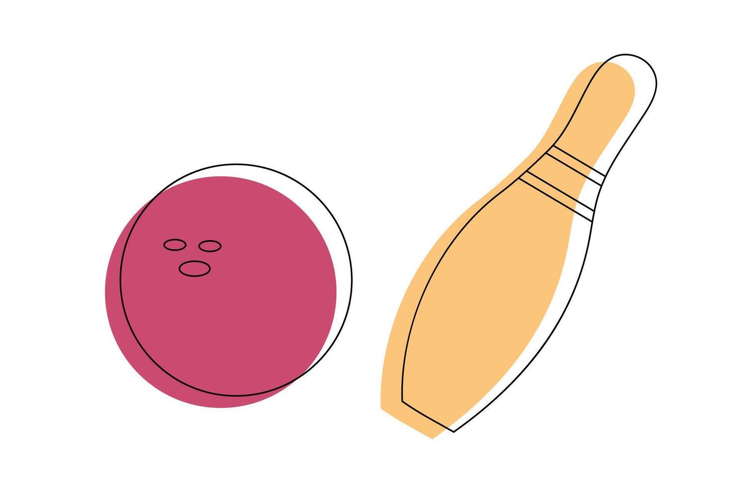 bowling icon, strike ball in skittles, explosion bowl, play game concept, thin line symbol vector