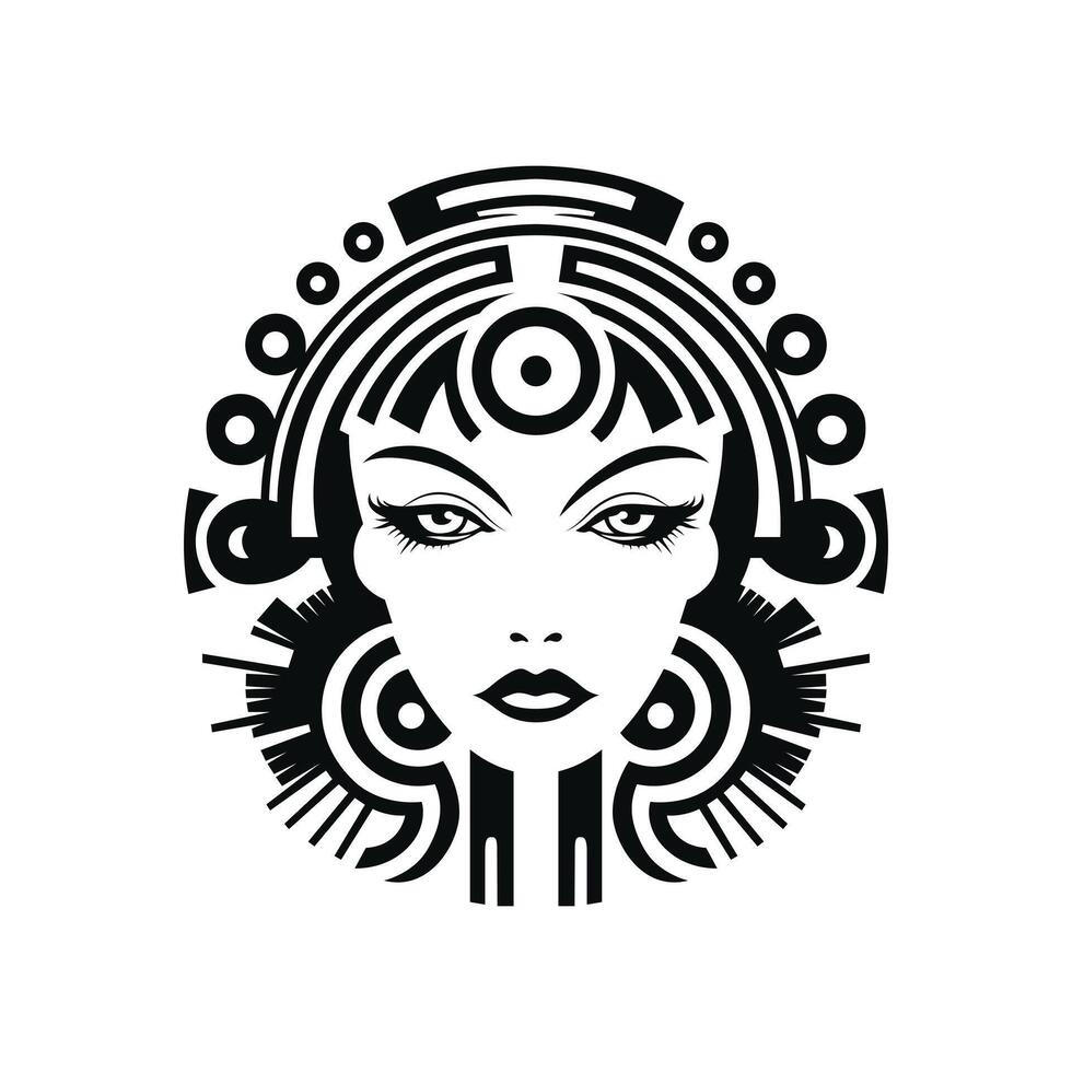 Futuristic art of a woman's portrait intertwined with mechanical elements, blending human and machine aesthetics seamlessly. vector