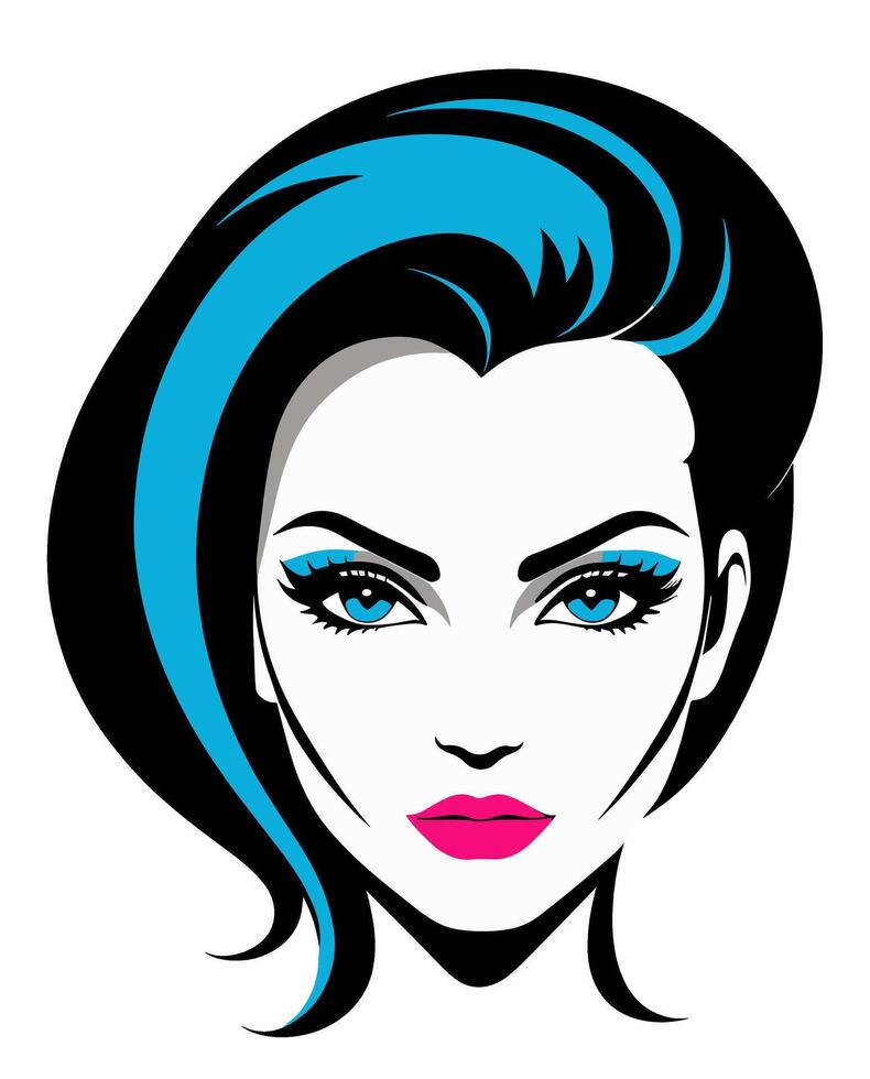 One side bob medium length hairstyle 1980s vector