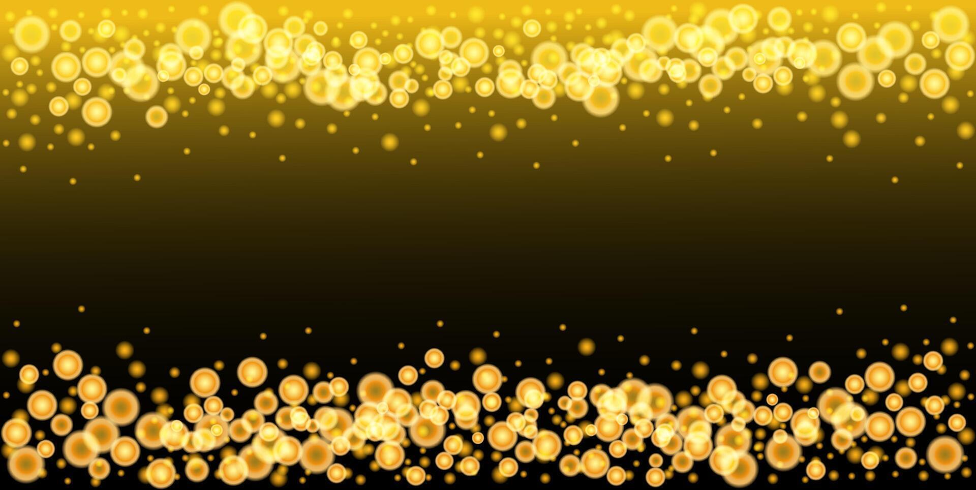 golden background with circles and bubbles vector