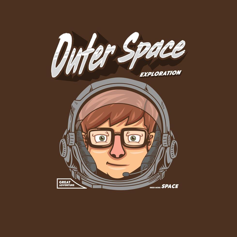 Kid astronaut in space helmet cartoon vector