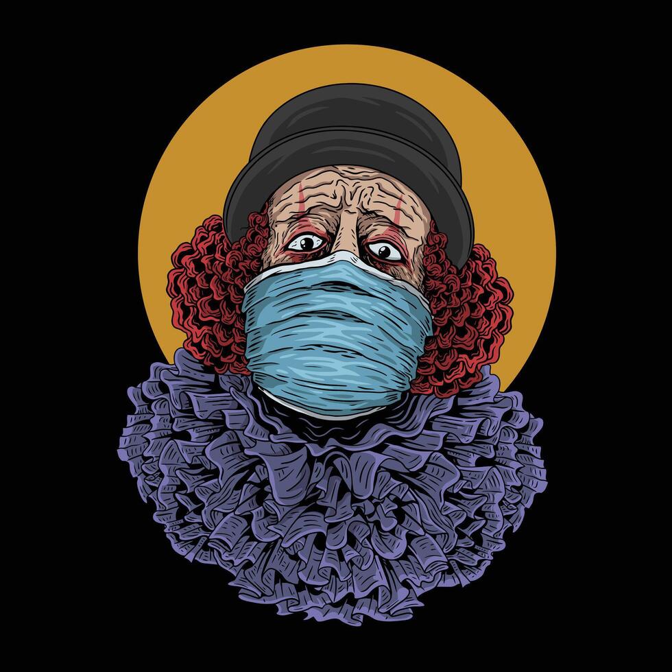 Clowns wear masks,draw clown,illustration clown wear mask vector