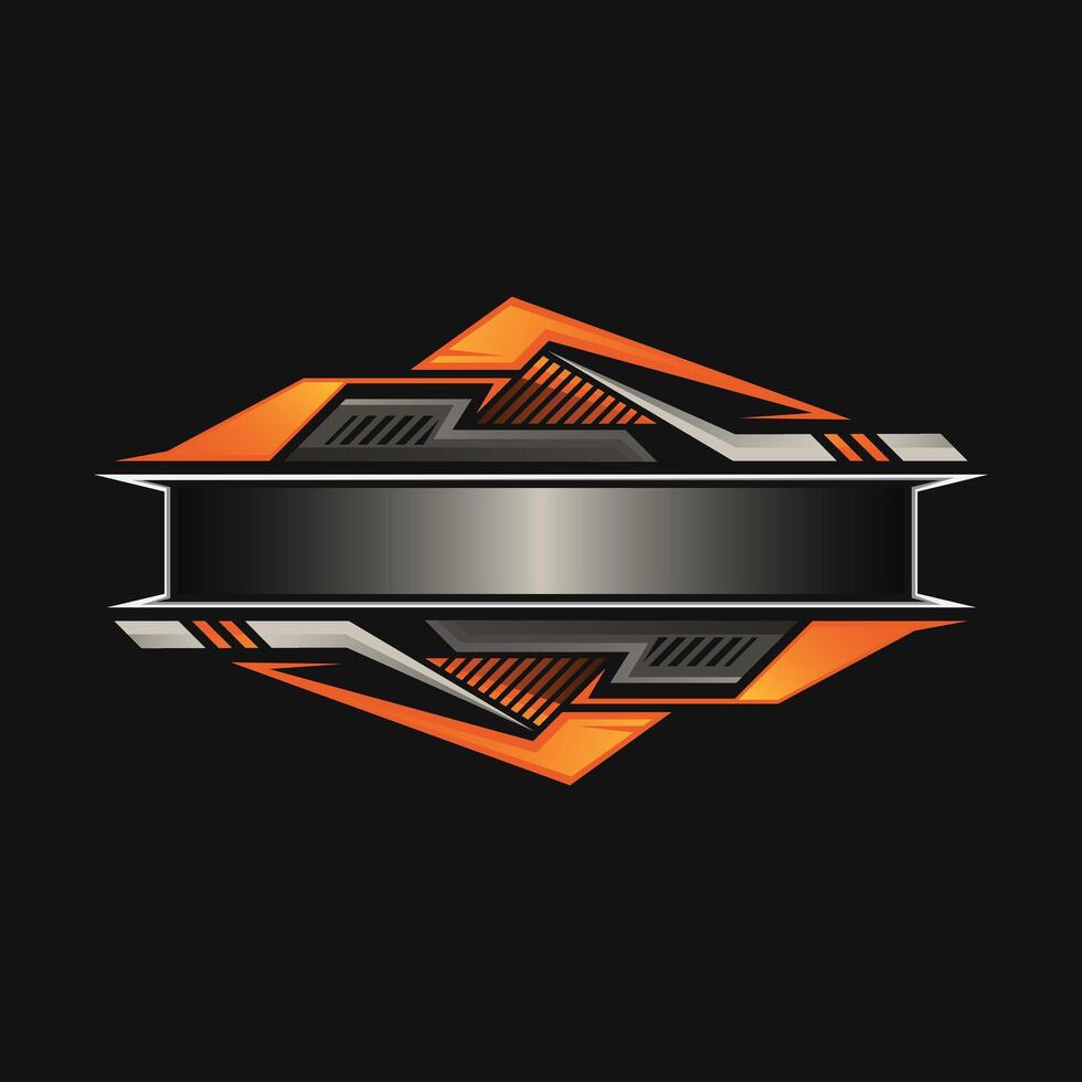 Blank racing logo. Technology digital border. Futuristic gaming frame vector