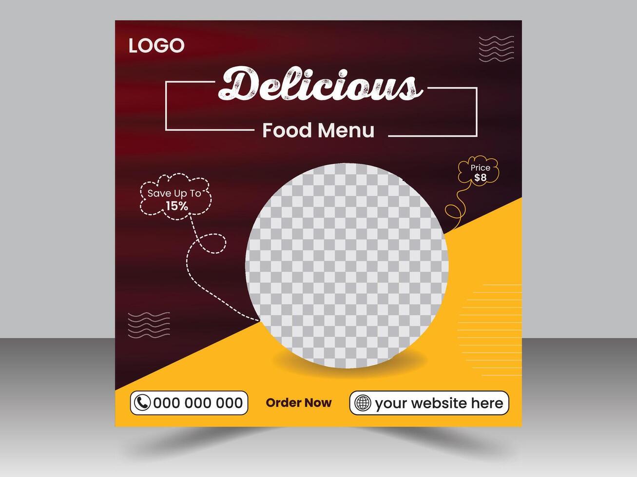 Simple And Creative Restaurant Social Media Post Template vector