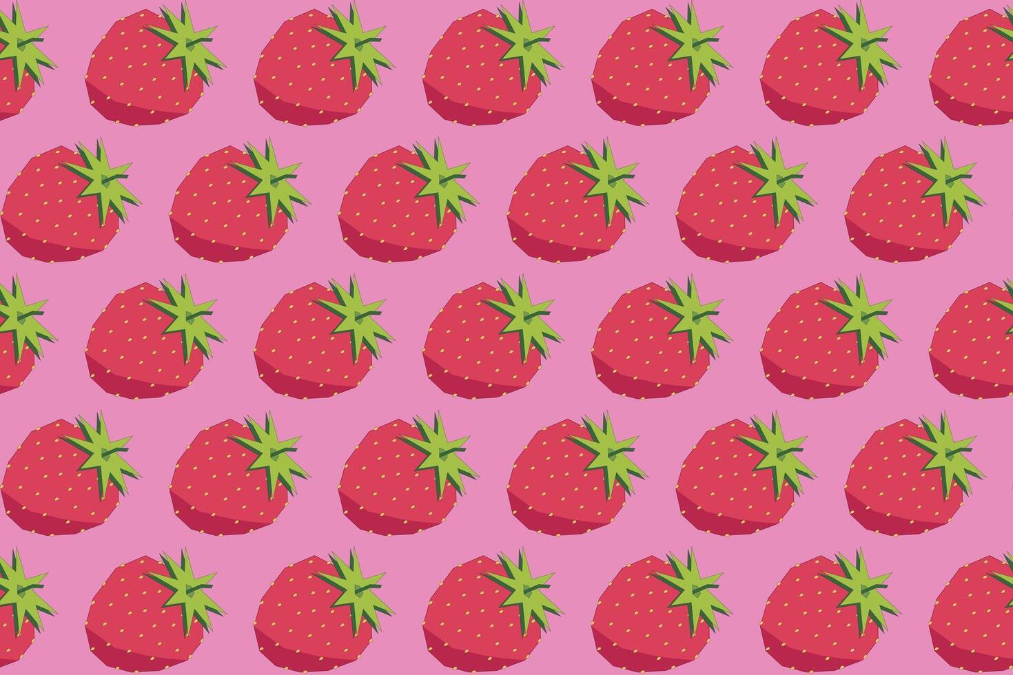 Illustration pattern, Abstract of strawberry fruit on pink background. vector