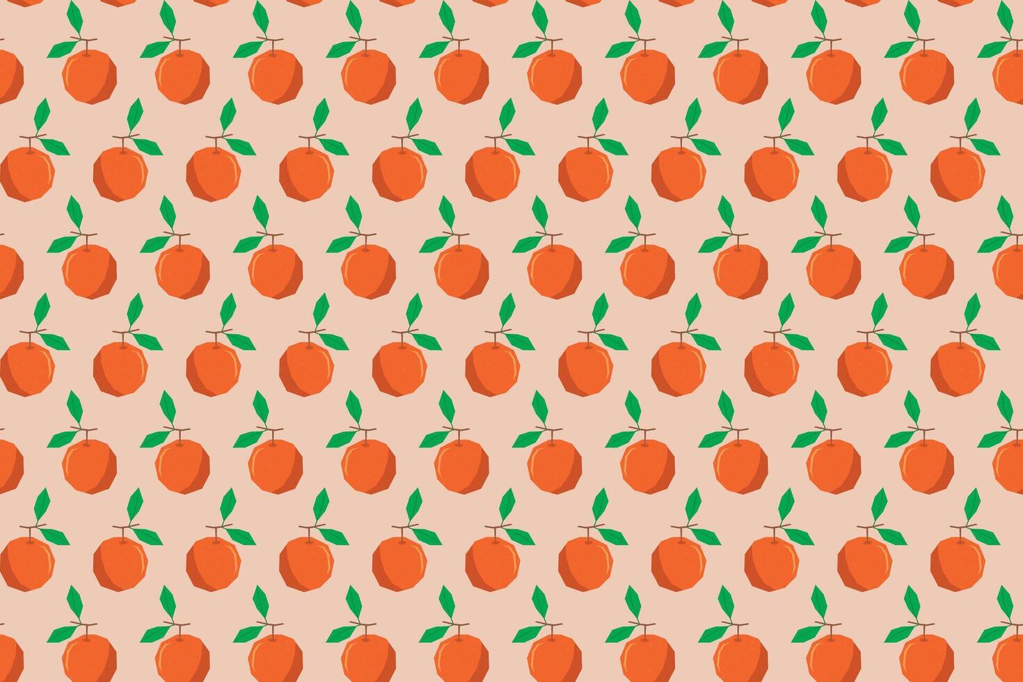 Illustration pattern, Abstract of orange fruit with leaf on soft orange background. vector