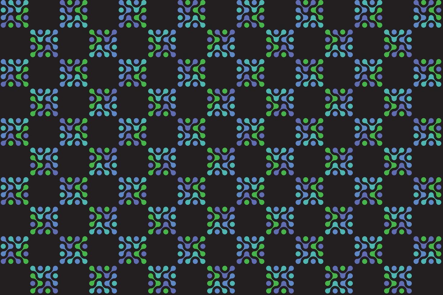 Illustration pattern, Abstract Geometric Style. Repeating of abstract multicolor of blue and green in circle shape on black background. vector
