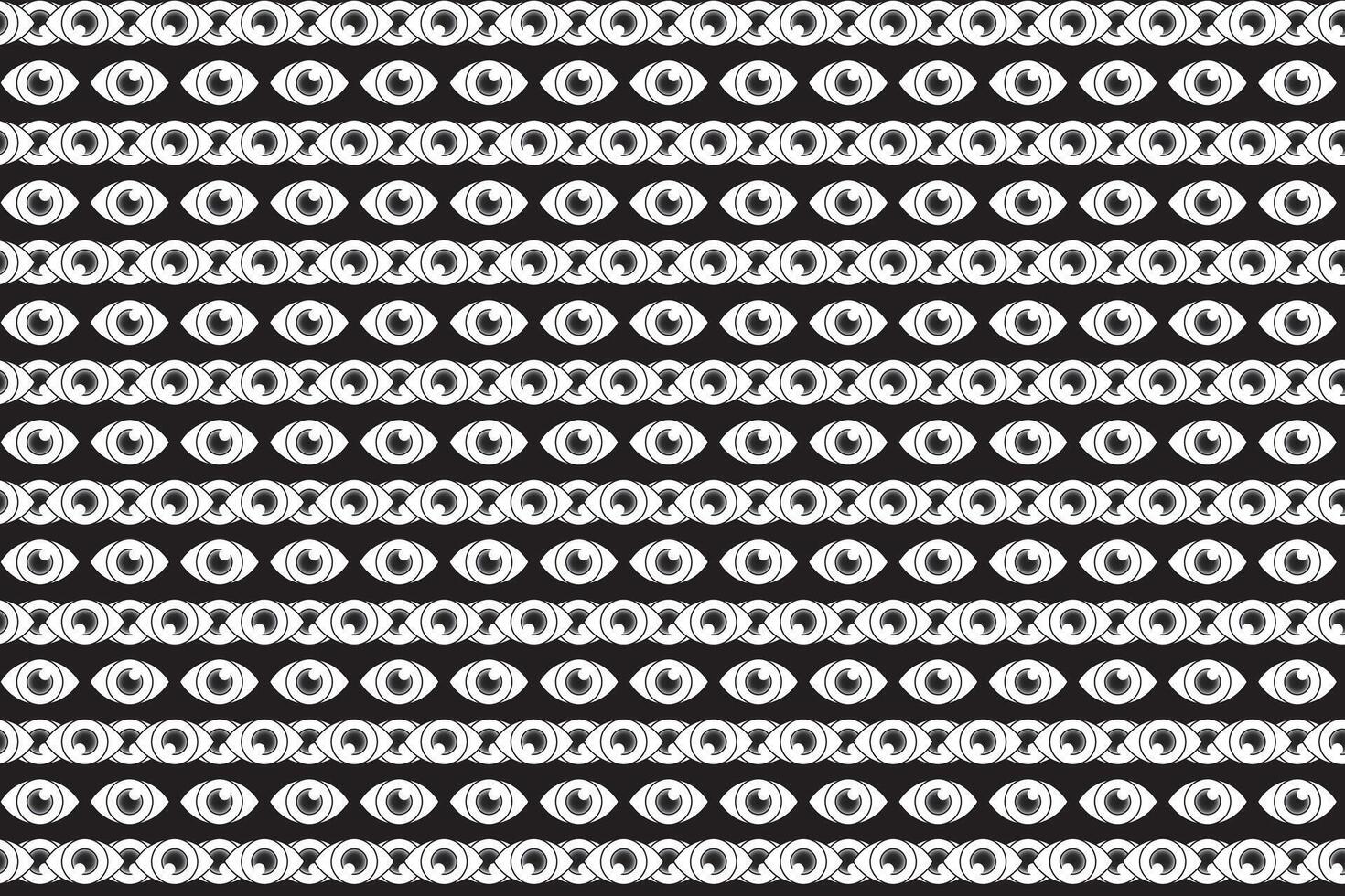 Illustration pattern, Abstract Geometric Style. Repeating abstract of the eye on black background. vector