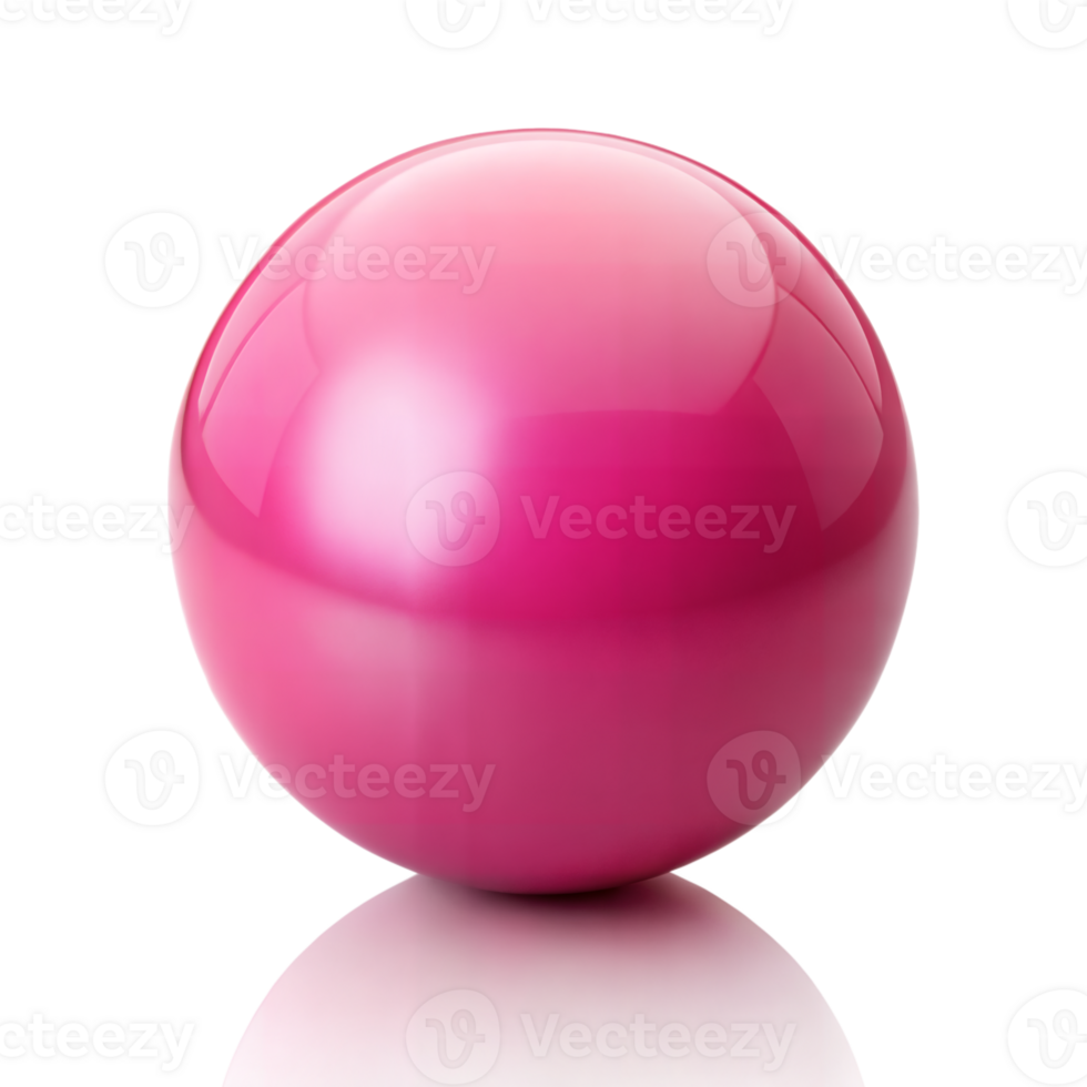 lustroso rosado esfera en un reflexivo superficie con vibrante color png