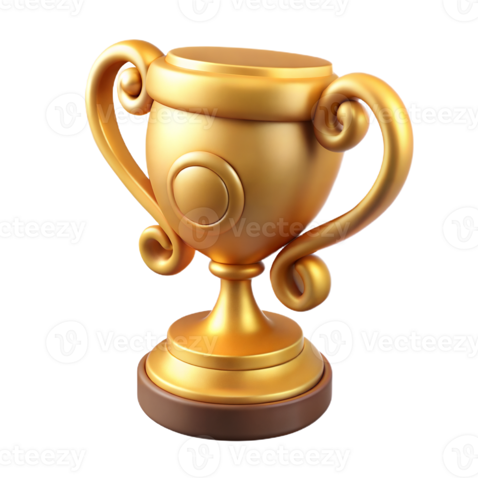 Golden trophy on a transparent background for award concepts png