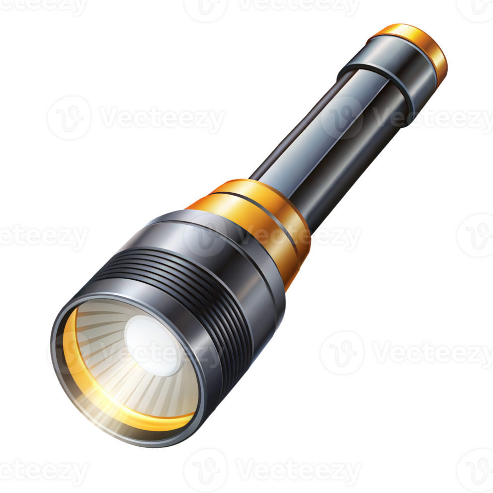 Realistic modern flashlight on a transparent background png