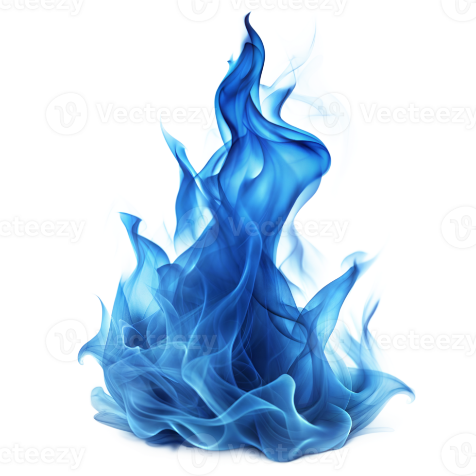 Vivid blue abstract smoke on a transparent background png