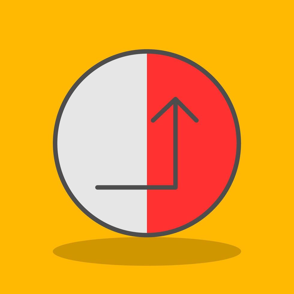 Turn Up Filled Shadow Icon vector