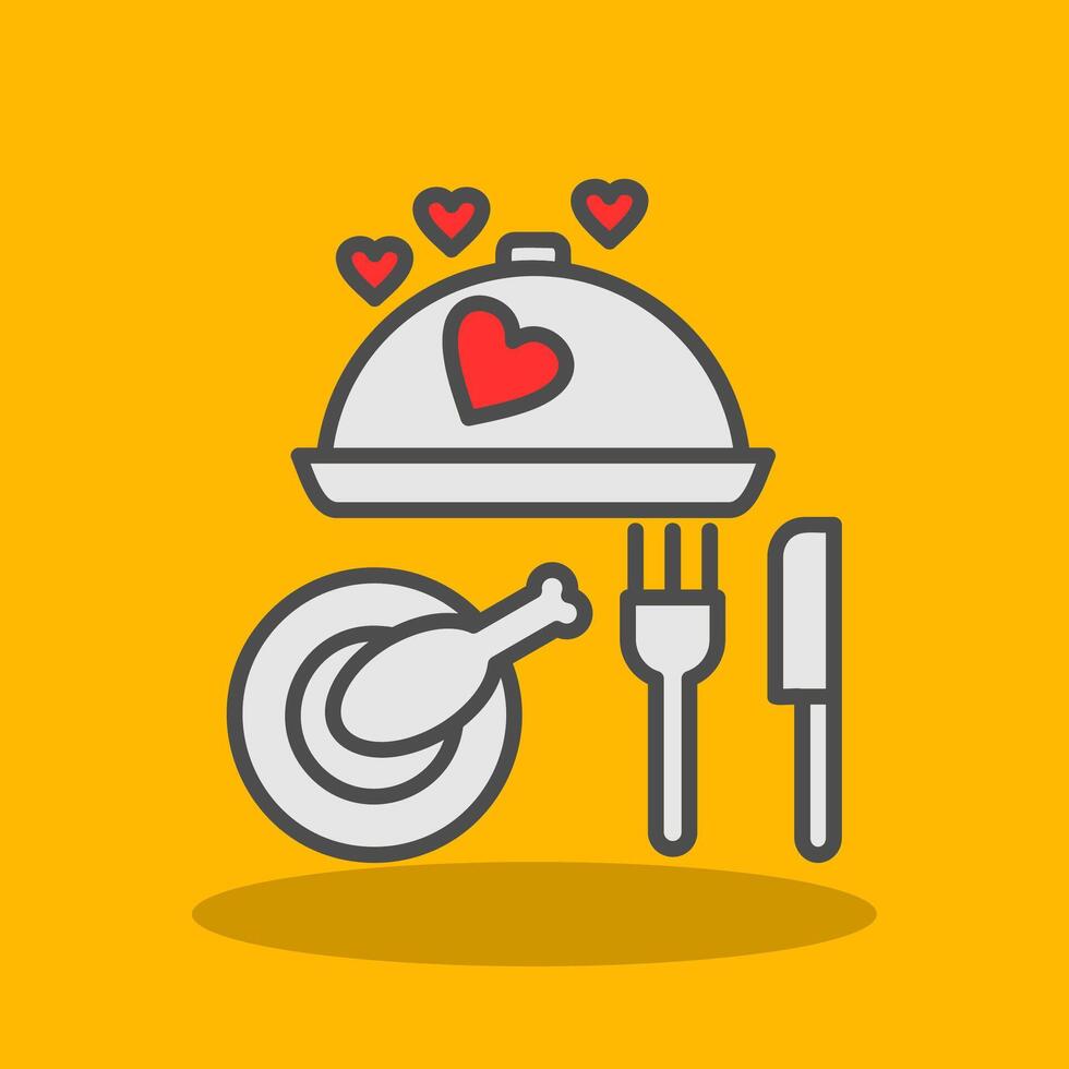 Dinner Filled Shadow Icon vector