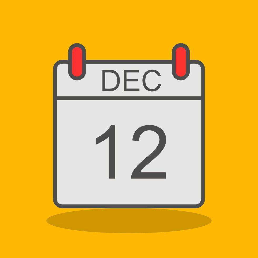 December Filled Shadow Icon vector
