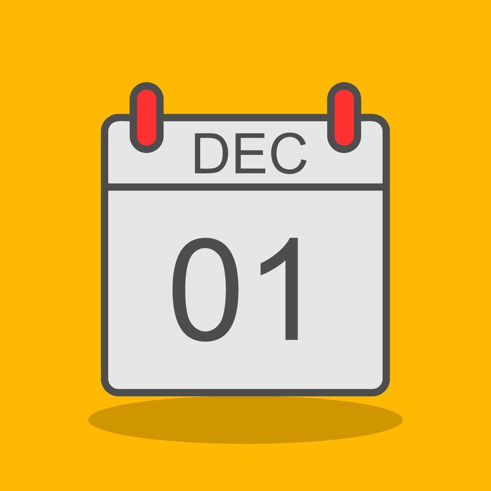 December Filled Shadow Icon vector
