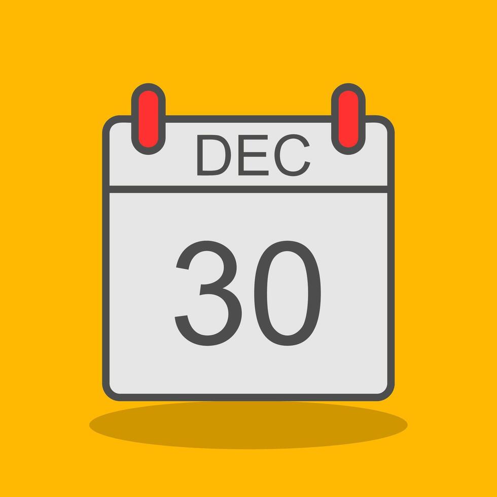 December Filled Shadow Icon vector