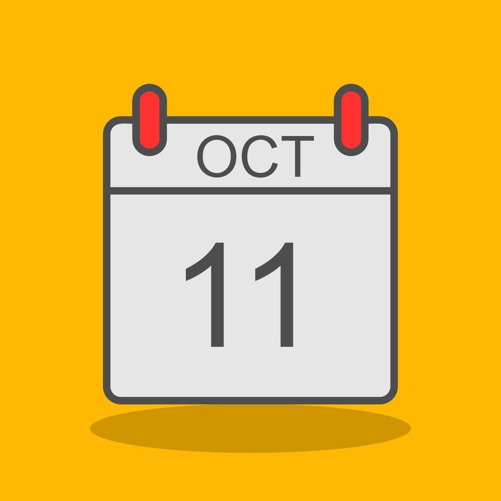 October Filled Shadow Icon vector