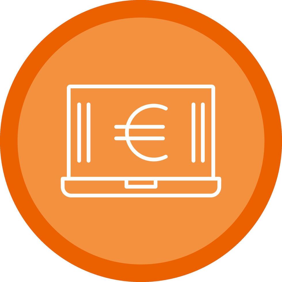 Euro Laptop Line Multi Circle Icon vector