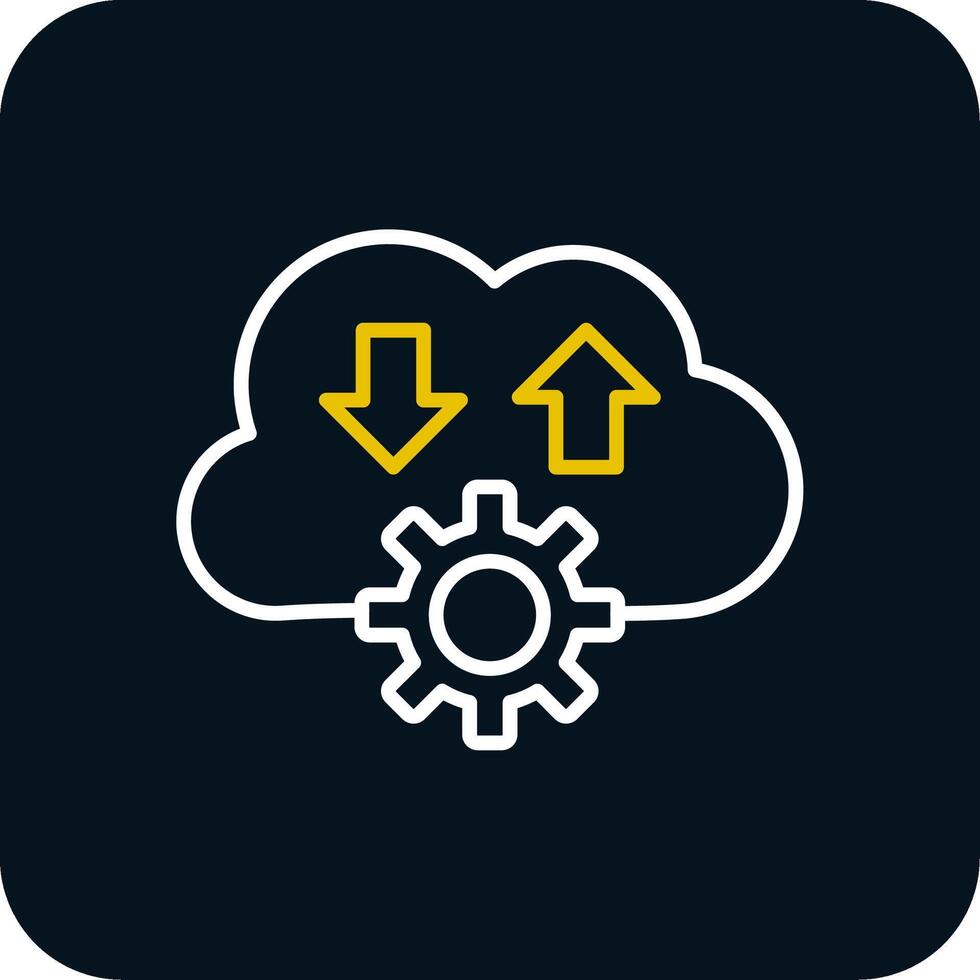 Cloud Line Yellow White Icon vector