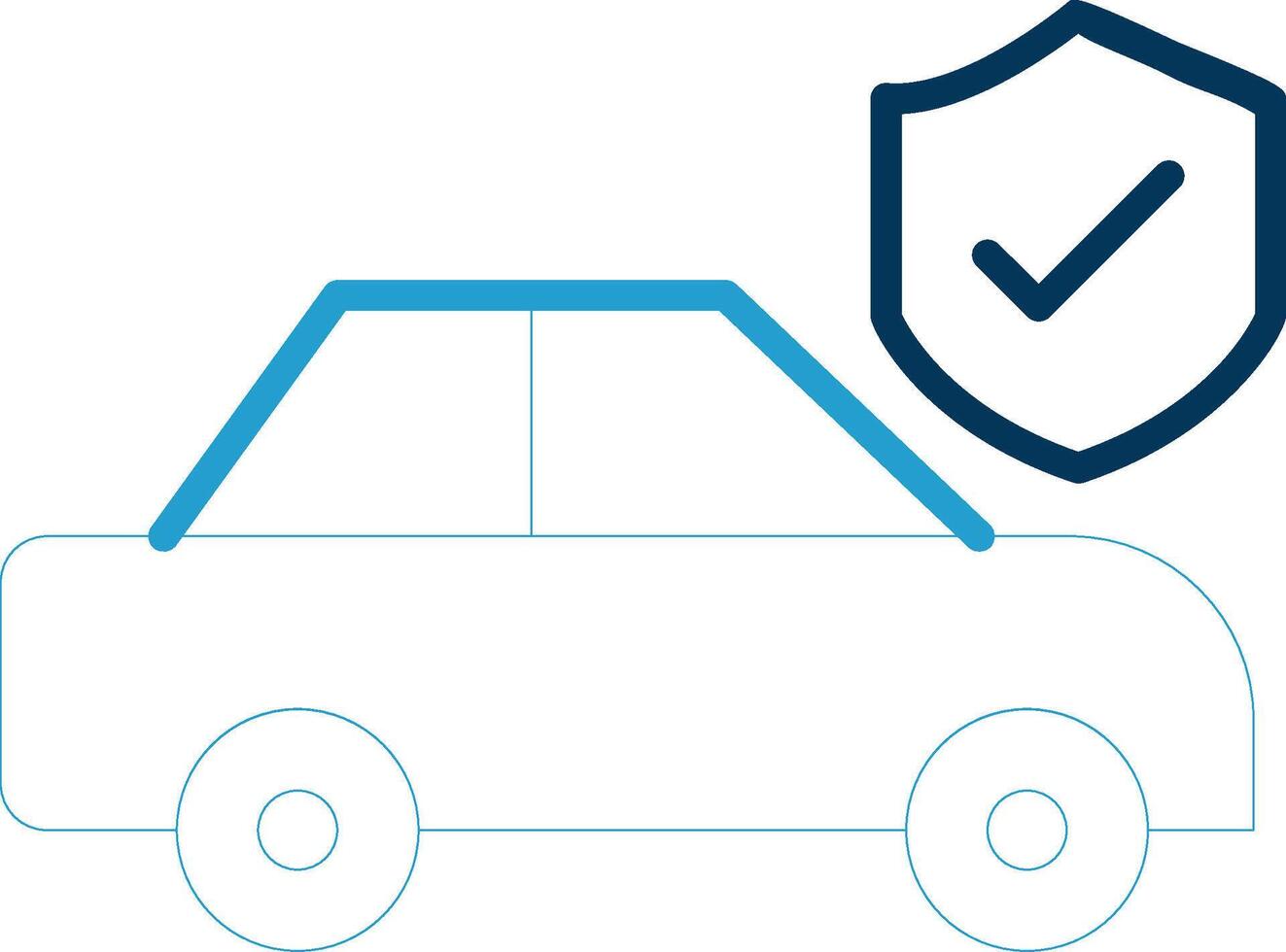 coche seguro línea azul dos color icono vector