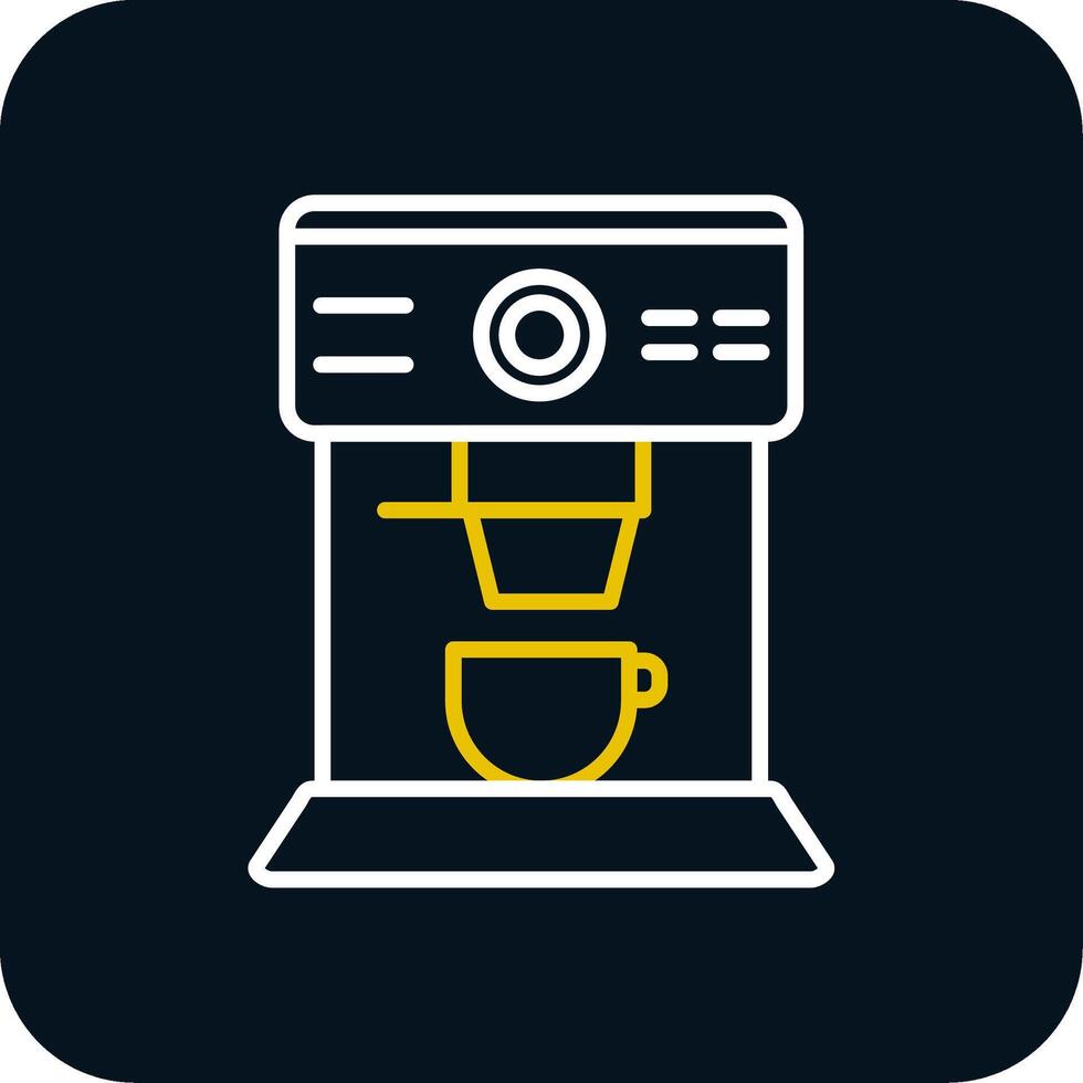 Coffee Machine Line Yellow White Icon vector