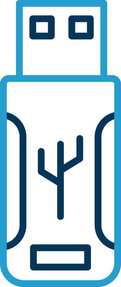 Flash Drive Line Blue Two Color Icon vector