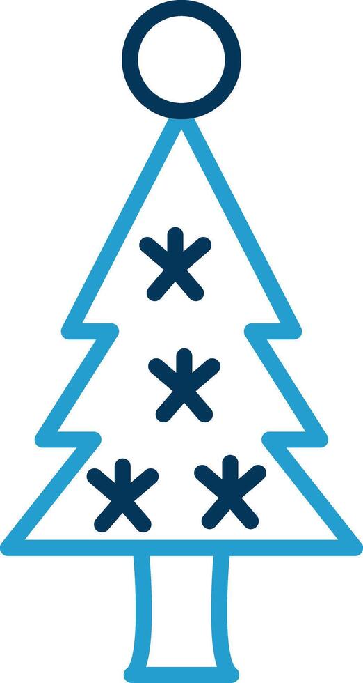 Christmas Tree Line Blue Two Color Icon vector