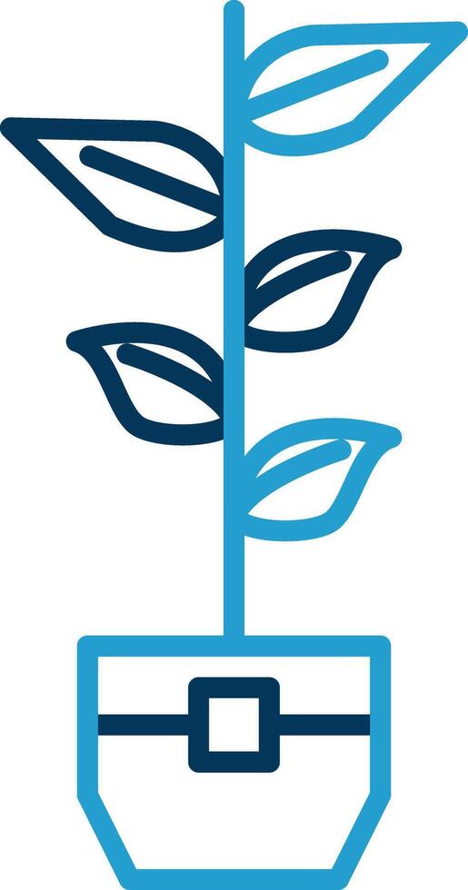 Rubber Plant Line Blue Two Color Icon vector