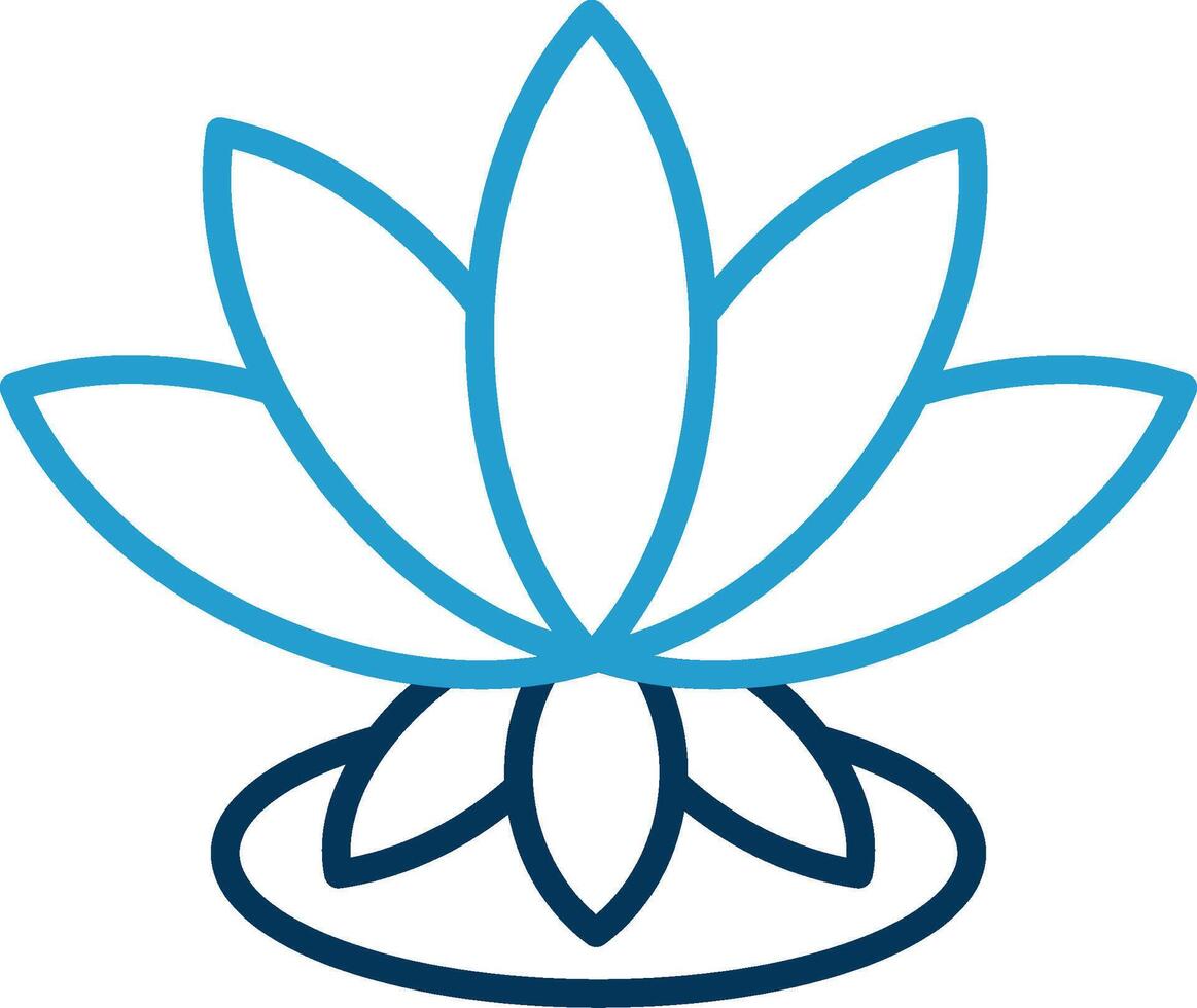 Lotus Line Blue Two Color Icon vector
