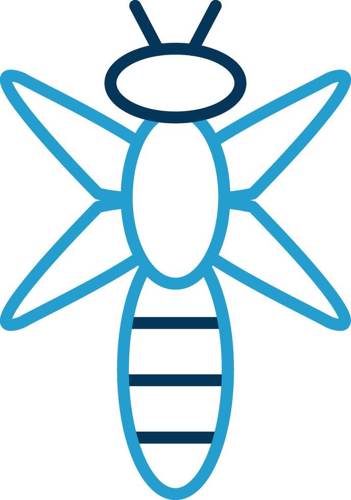 Dragonfly Line Blue Two Color Icon vector